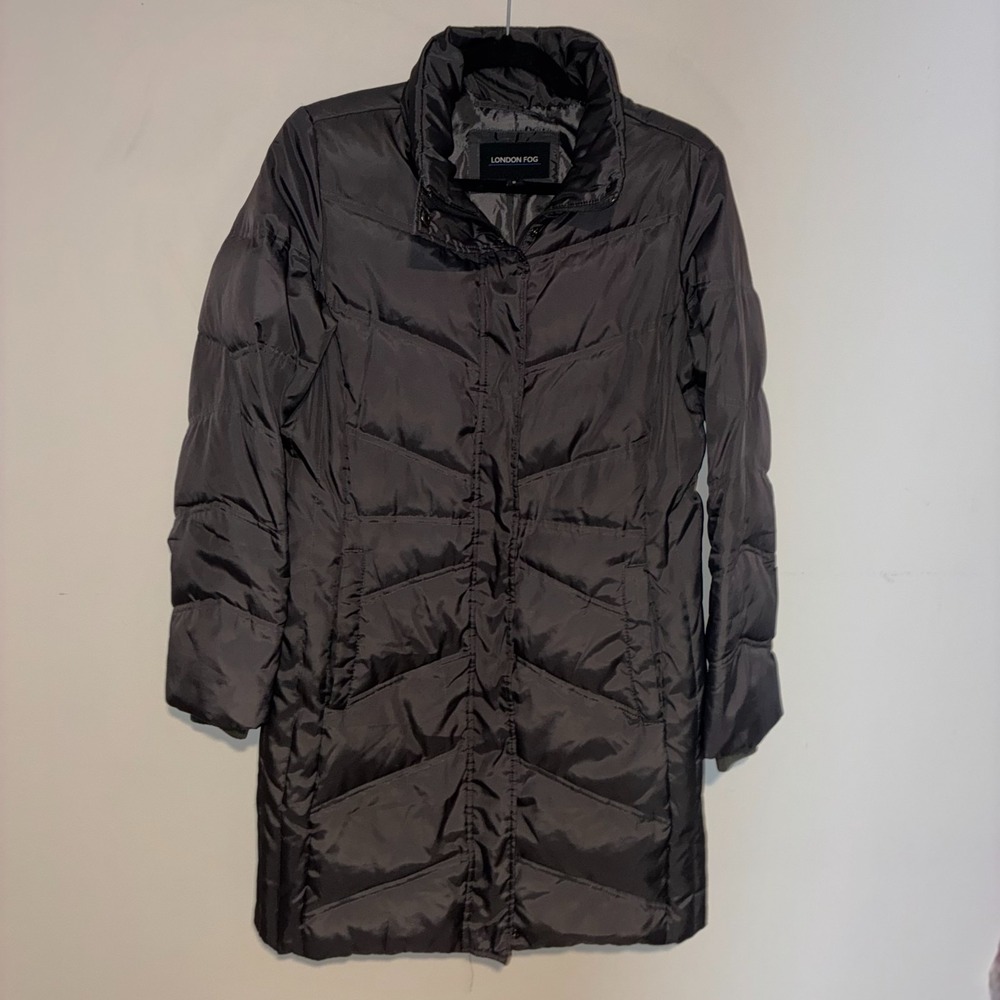 London Fog Women's Black Down Puffer Coat Size Small Quilted Winter